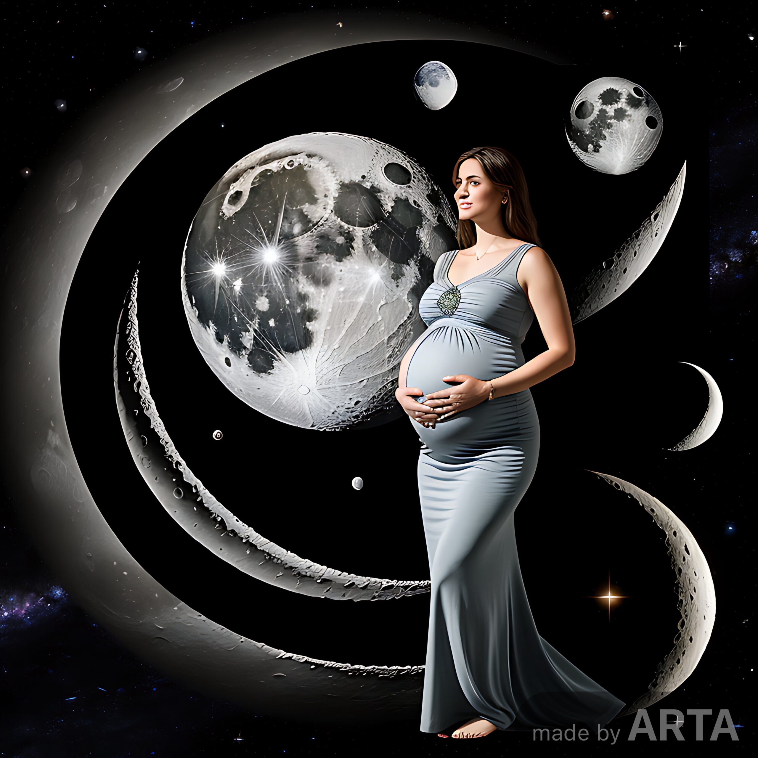 pregnant lady with celestial background